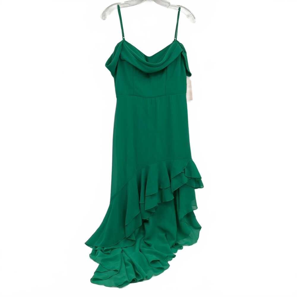 City Studio Green Cowl Neck Midi Dress | Women’s L Polyester Asymmetric Hem
